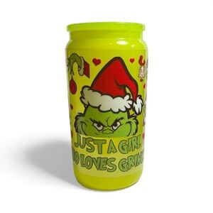 Grinch Themed Glass Jar